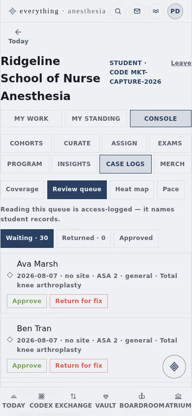 Faculty Console — real screen from everything · anesthesia
